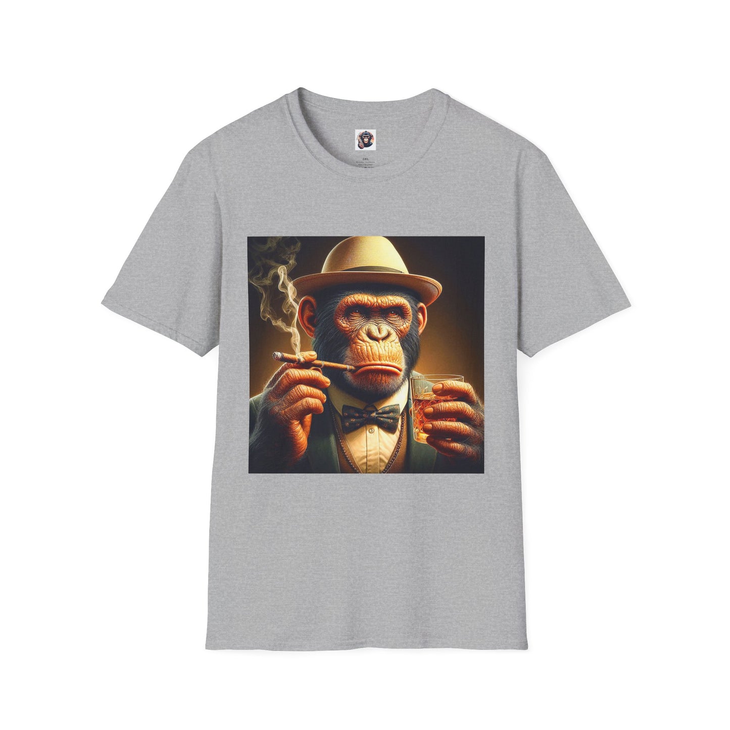 Bonobo whiskey and smoking T-Shirt Printify XS Sport Grey