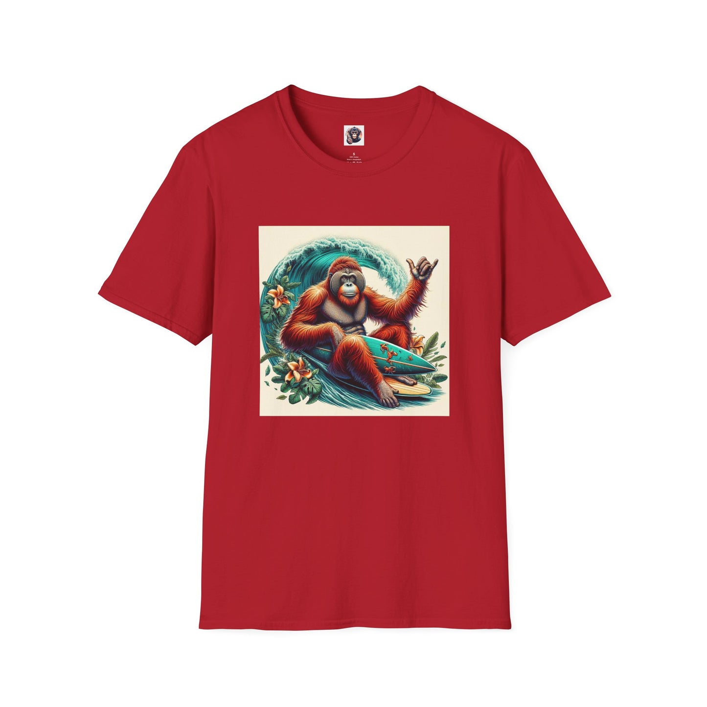Orangutans beach dude T-Shirt Printify S Cherry Red
