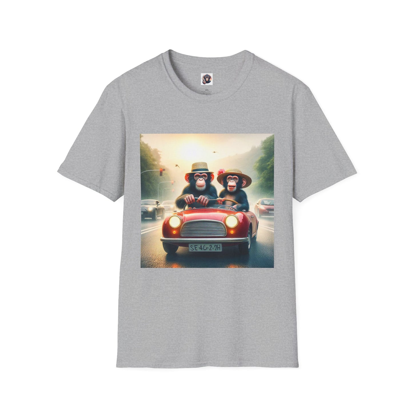 Wacky Chimp red car T-Shirt Printify XS Sport Grey
