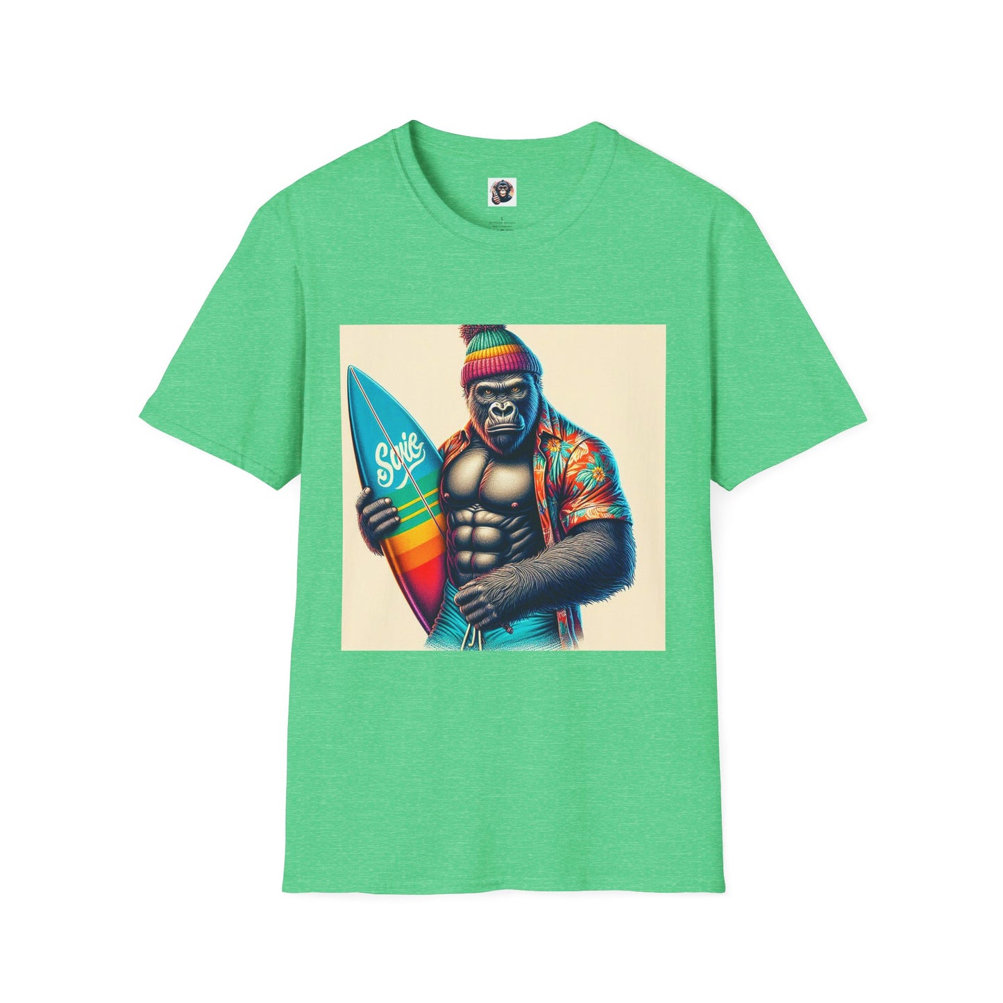 Gorilla angry surfer T-Shirt Printify S Heather Irish Green