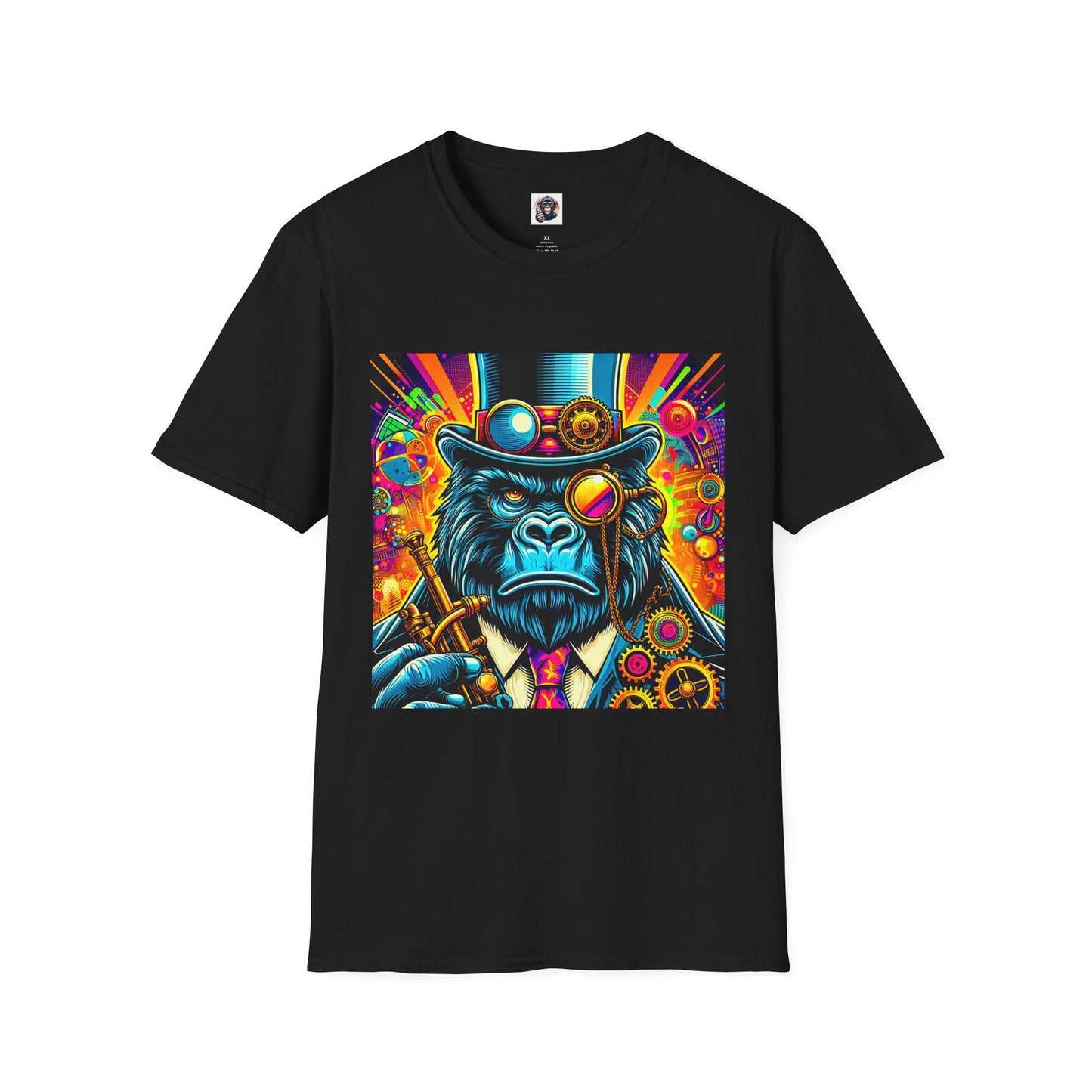 Gorilla steam punk T-Shirt Printify XS Black