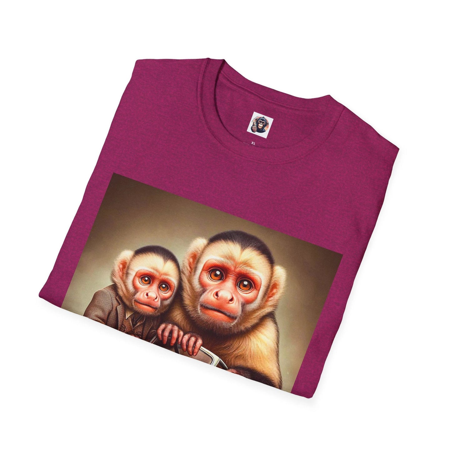 Capuchin Monkey Driving Car Graphic Tee Shirt Unisex Jungle Wildlife Gift Fun Novelty Apparel by Printify