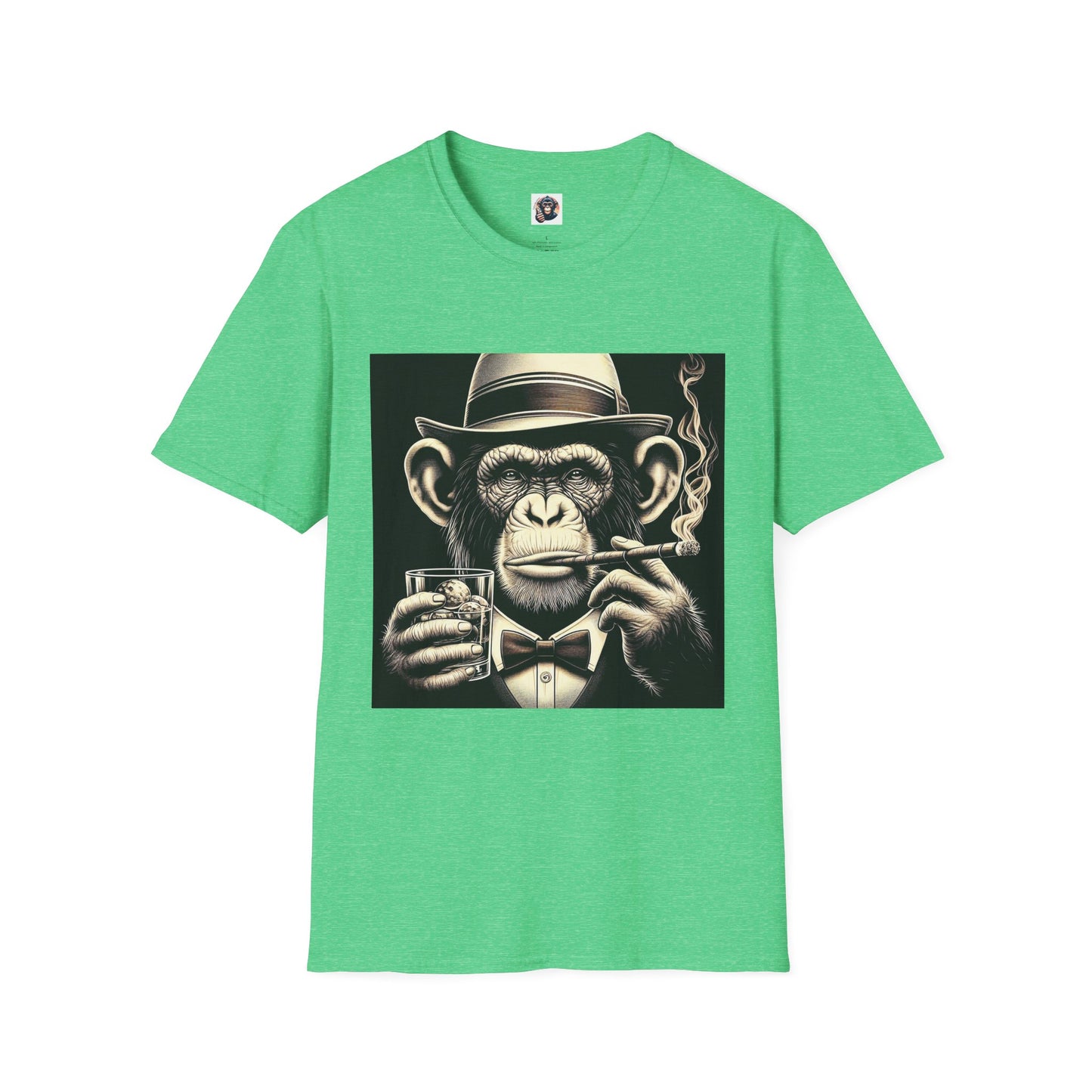 Chimp drink and smoke T-Shirt Printify S Heather Irish Green