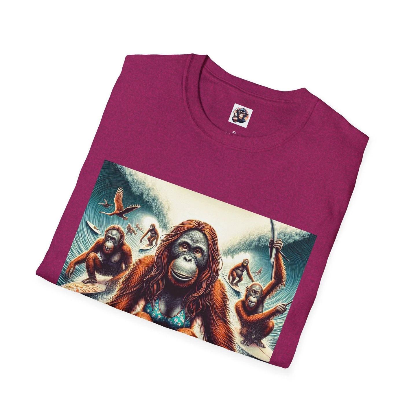 Orangutan Surf Queen Graphic T Shirt Surfer Apes Artwork Crew Neck Tee For Beachwear by Printify