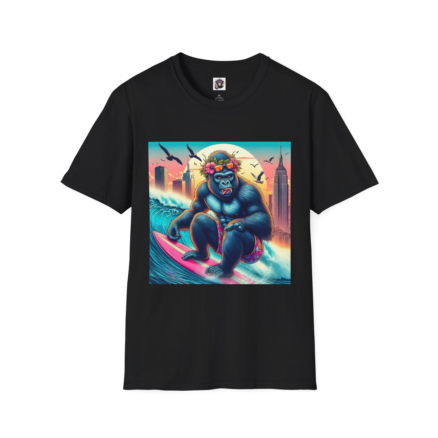 Gorilla pretty surfer T-Shirt Printify XS Black