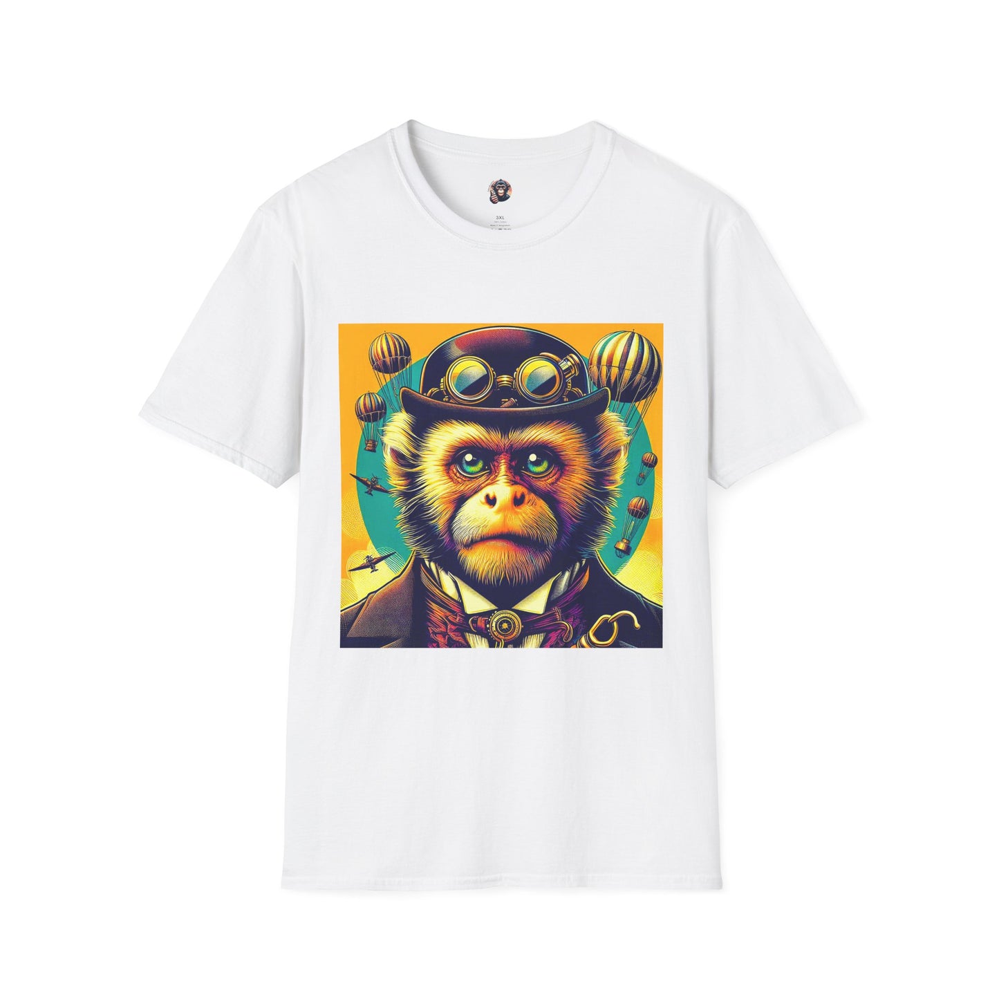 Capuchin Monkey steam punk shirt T-Shirt Printify S White