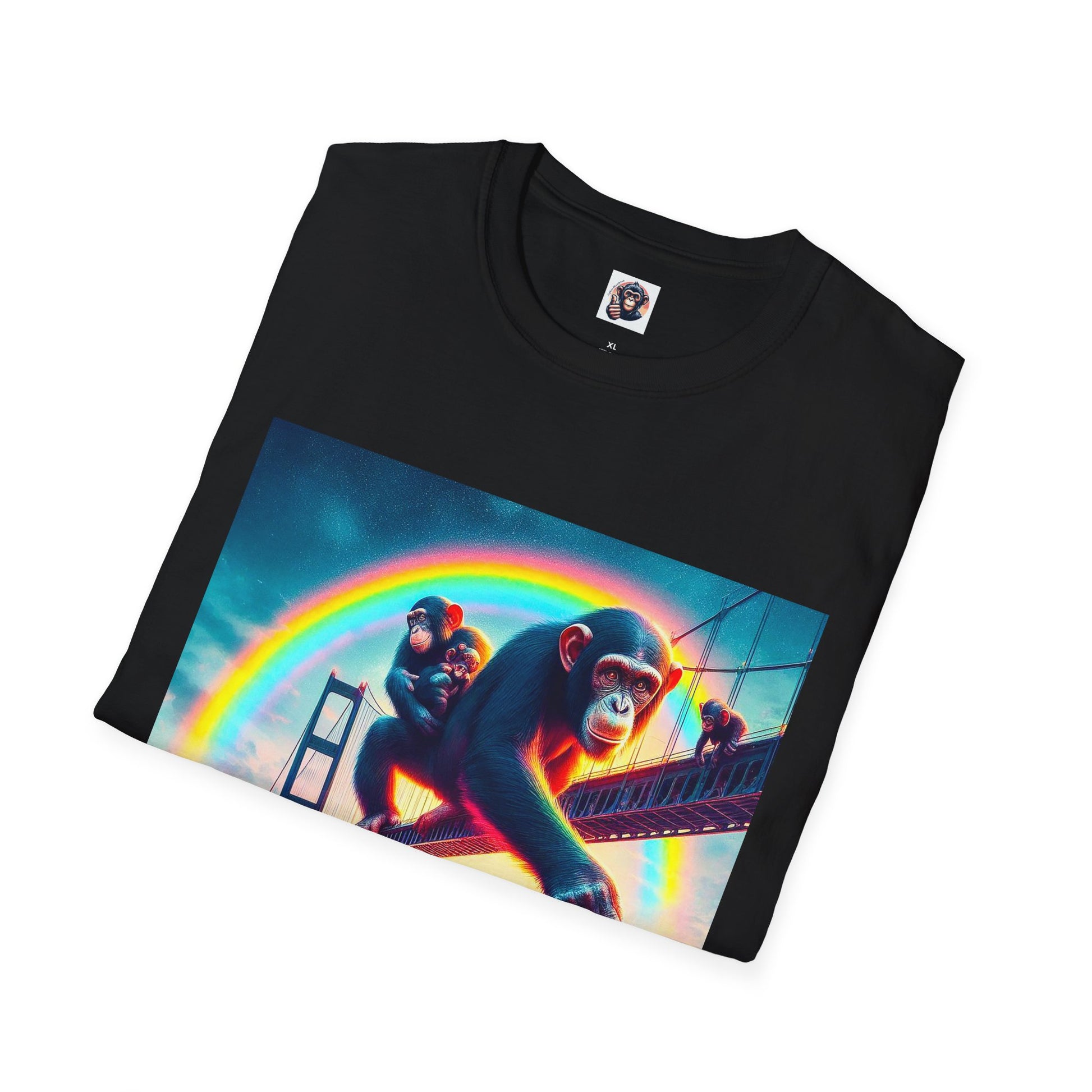 Bonobo rainbow and clouds T-Shirt Printify