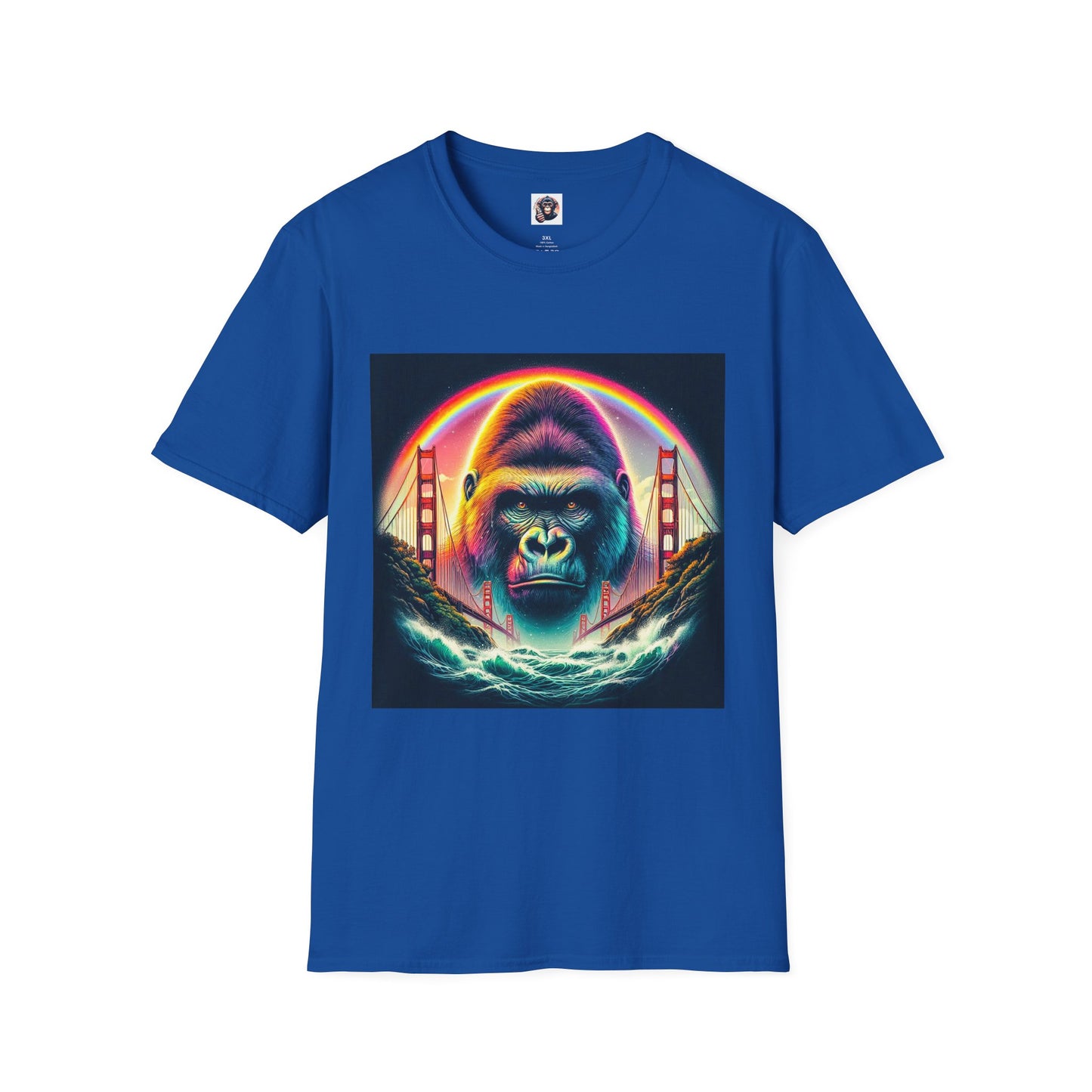 Gorilla rainbow ocean T-Shirt Printify XS Royal