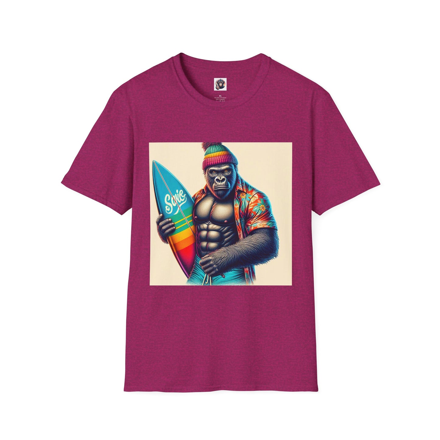 Gorilla angry surfer T-Shirt Printify S Antique Heliconia