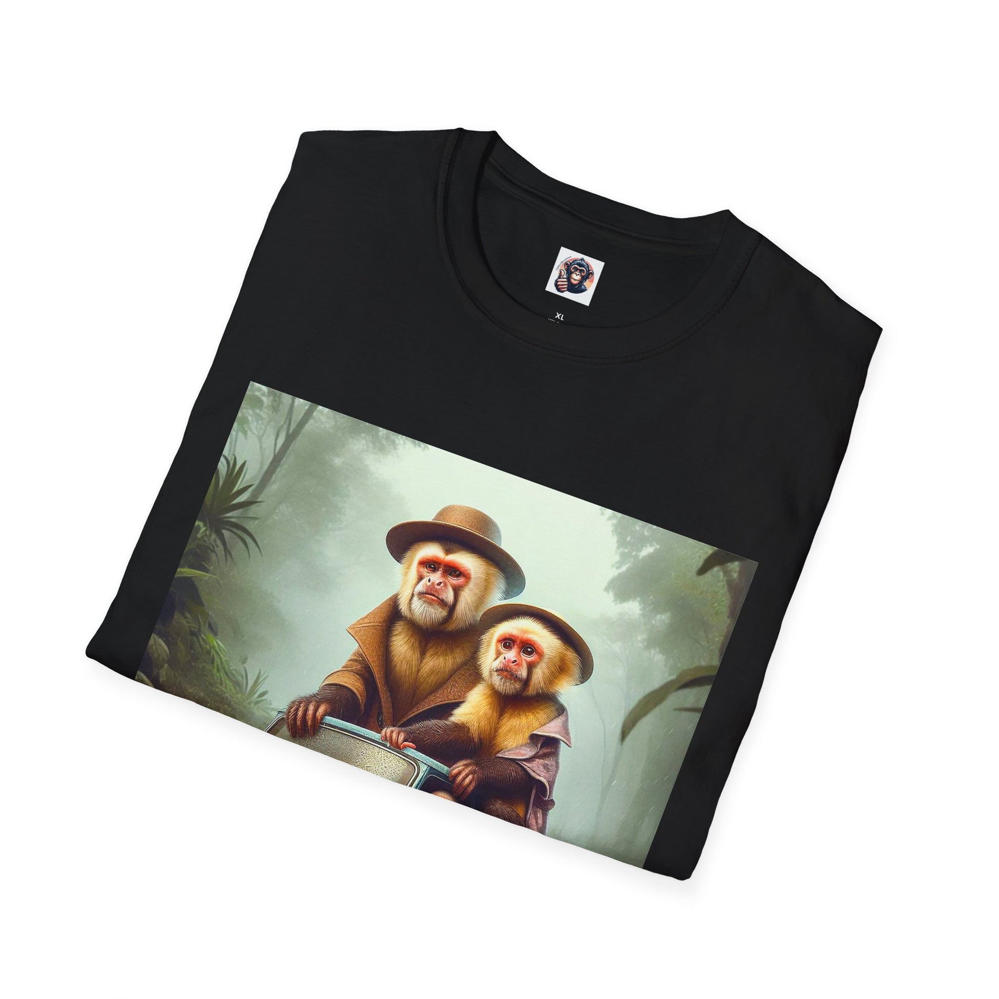 Capuchin Monkey couple driving shirt T-Shirt Printify