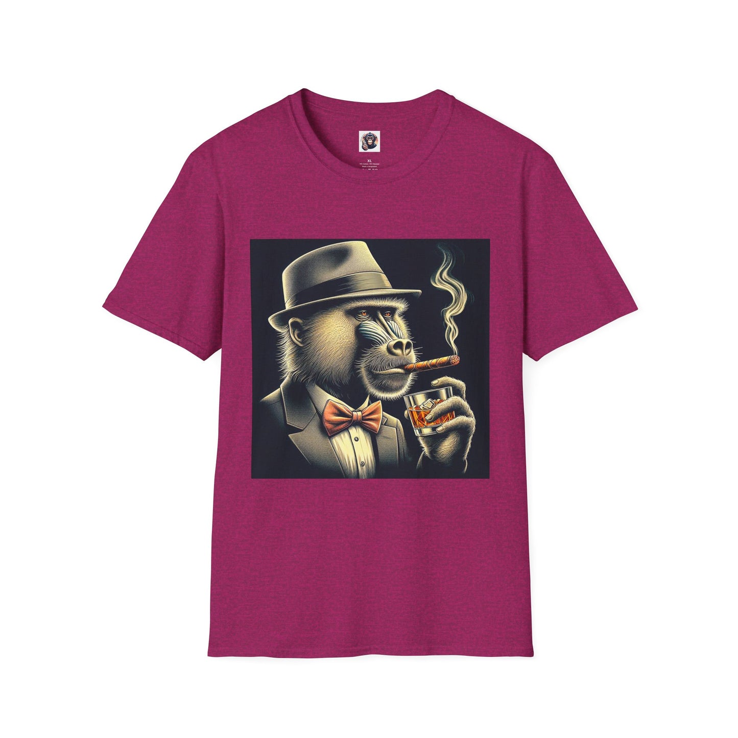 Baboon cigar smoking T-Shirt Printify S Antique Heliconia