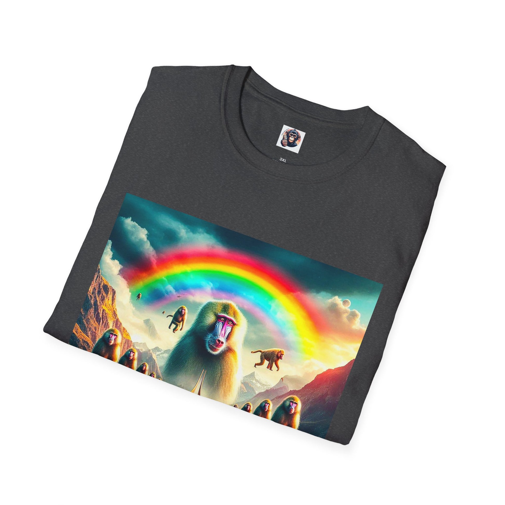 Baboon pretty rainbow T-Shirt Printify