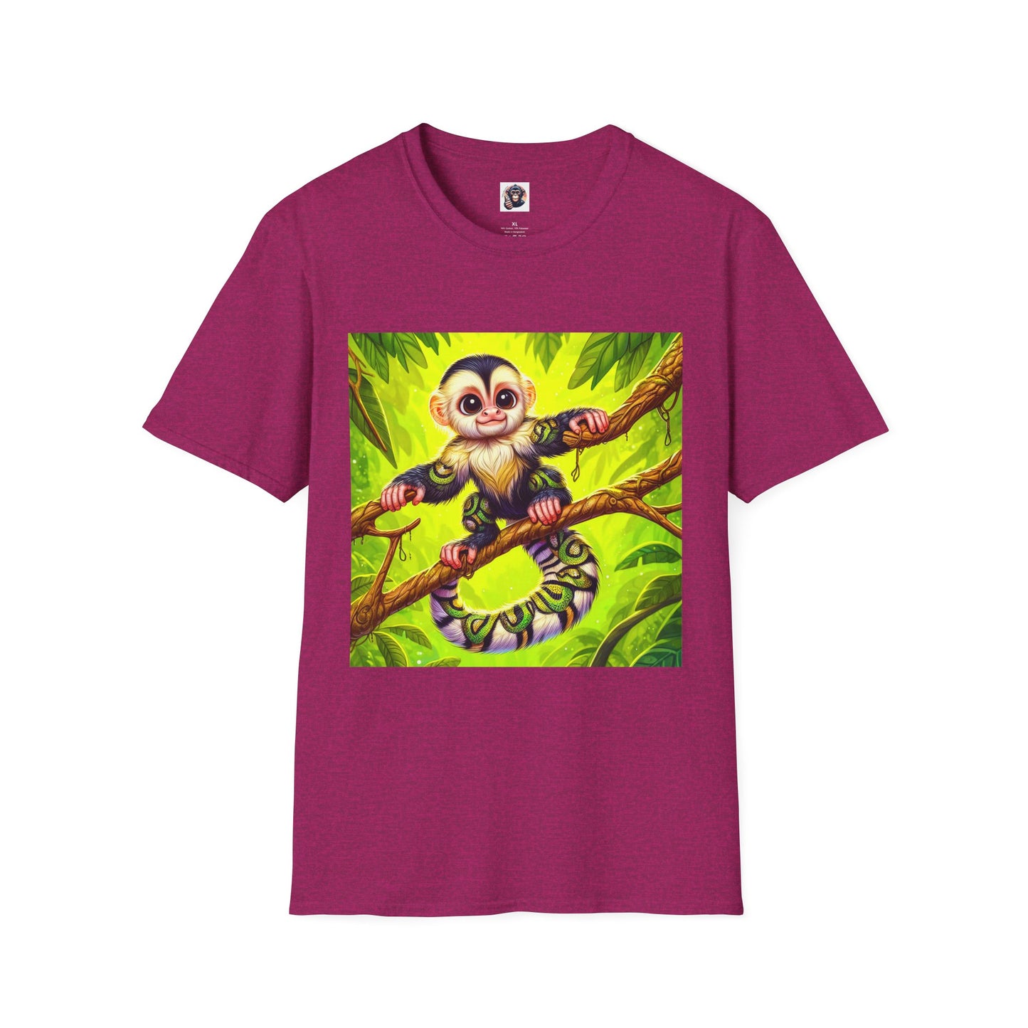 Capuchin Monkey jungle T-Shirt T-Shirt Printify S Antique Heliconia