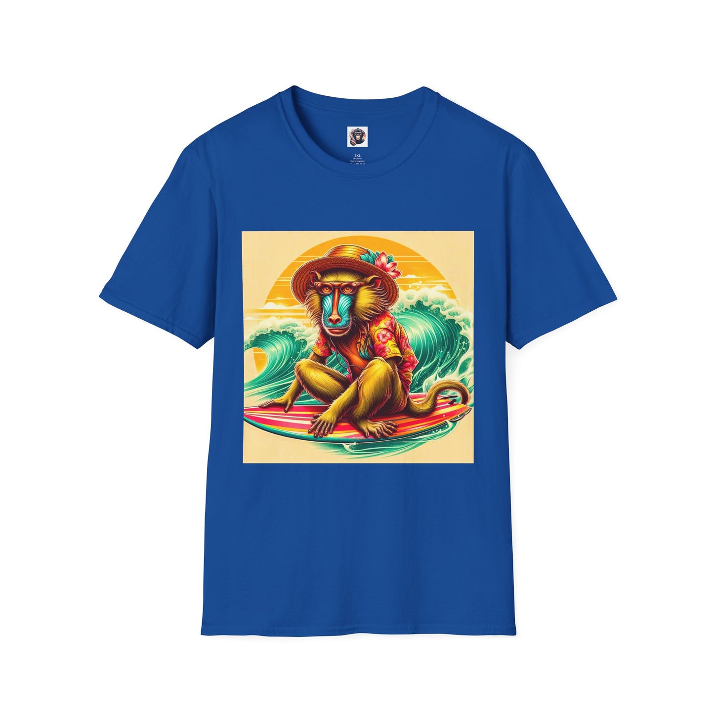 Baboon surfing shirt T-Shirt Printify XS Royal