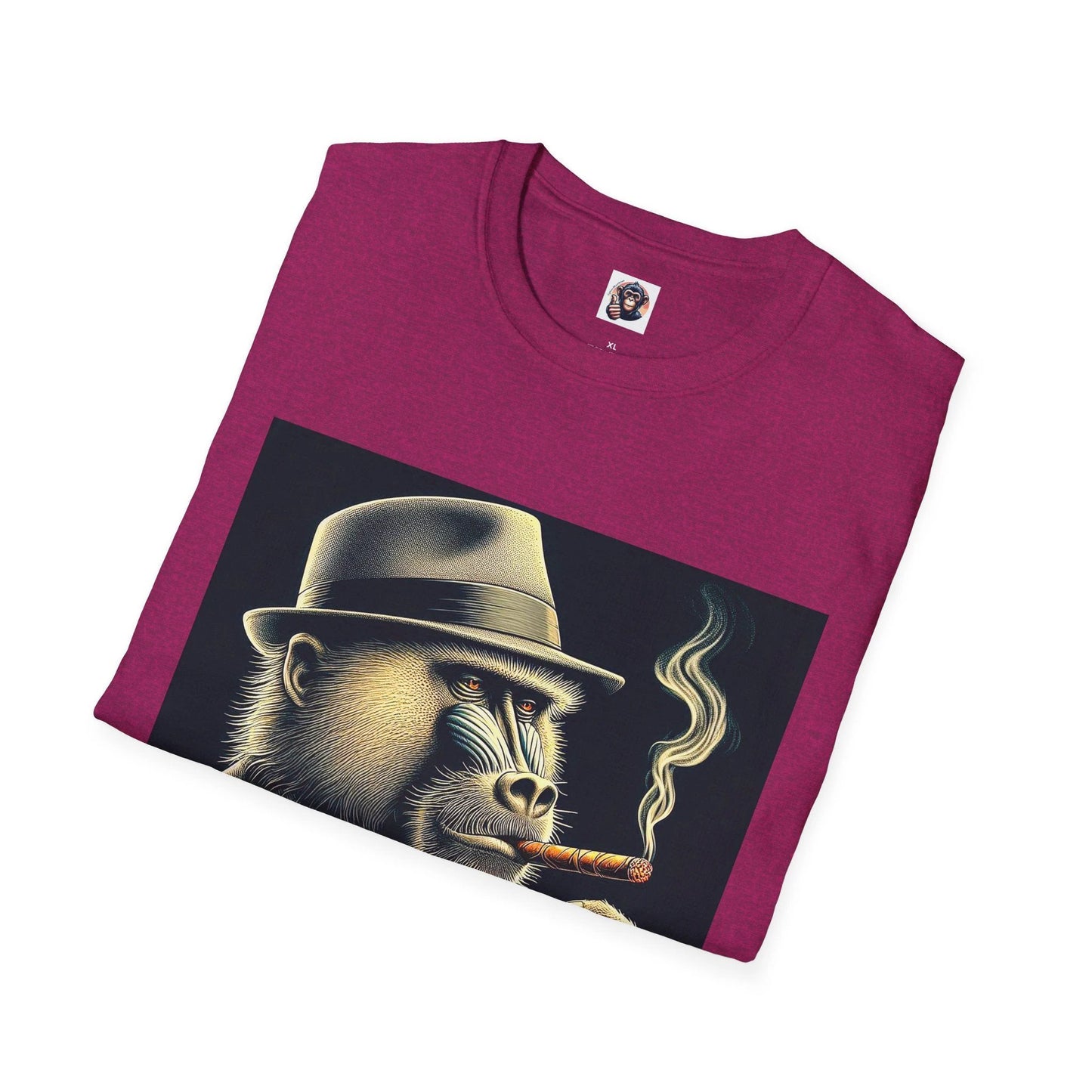 Baboon Cigar Smoking Graphic T Shirt Wildlife Illustration For Men And Women Cotton Crew Neck by Printify