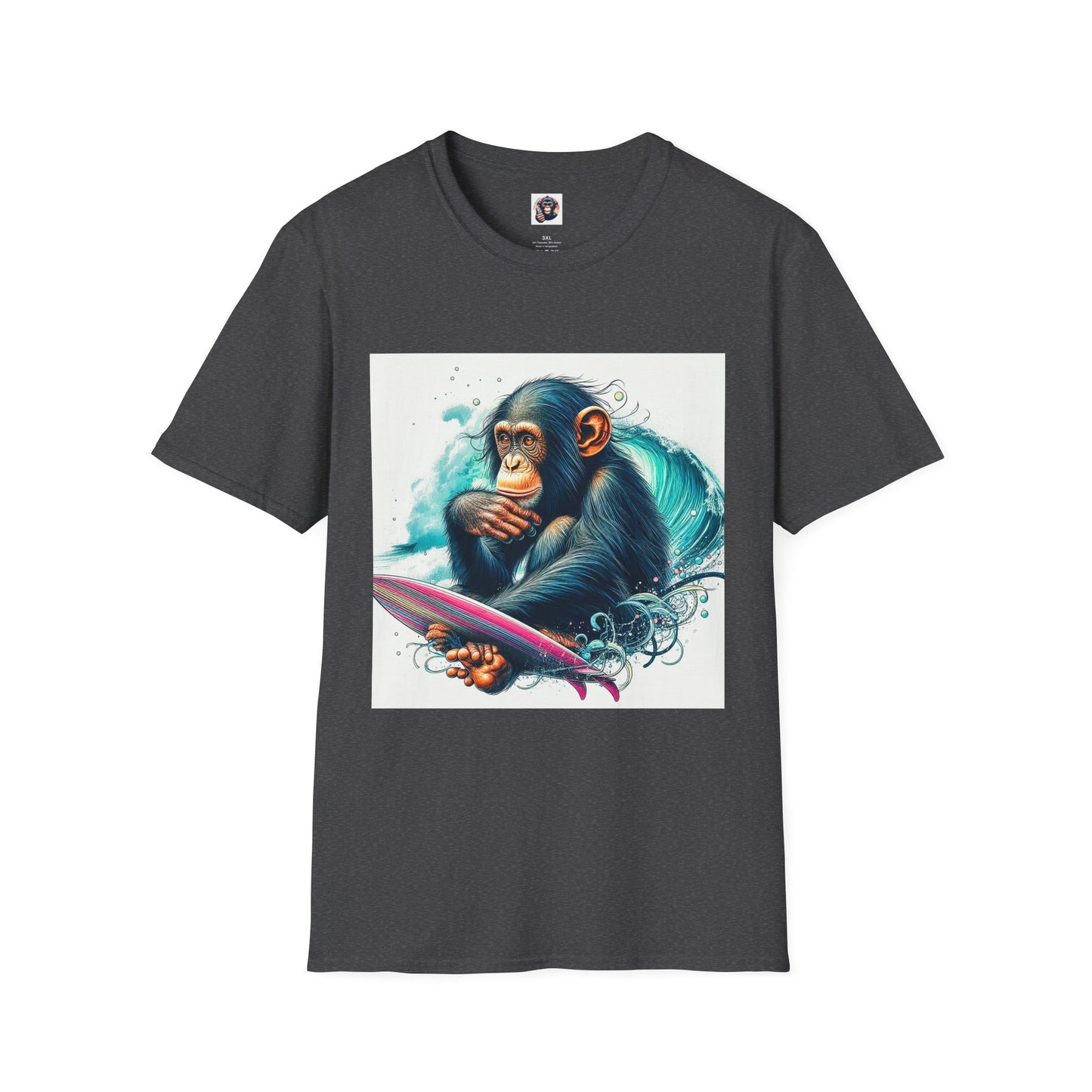 Bonobo surfing T-Shirt Printify XS Dark Heather