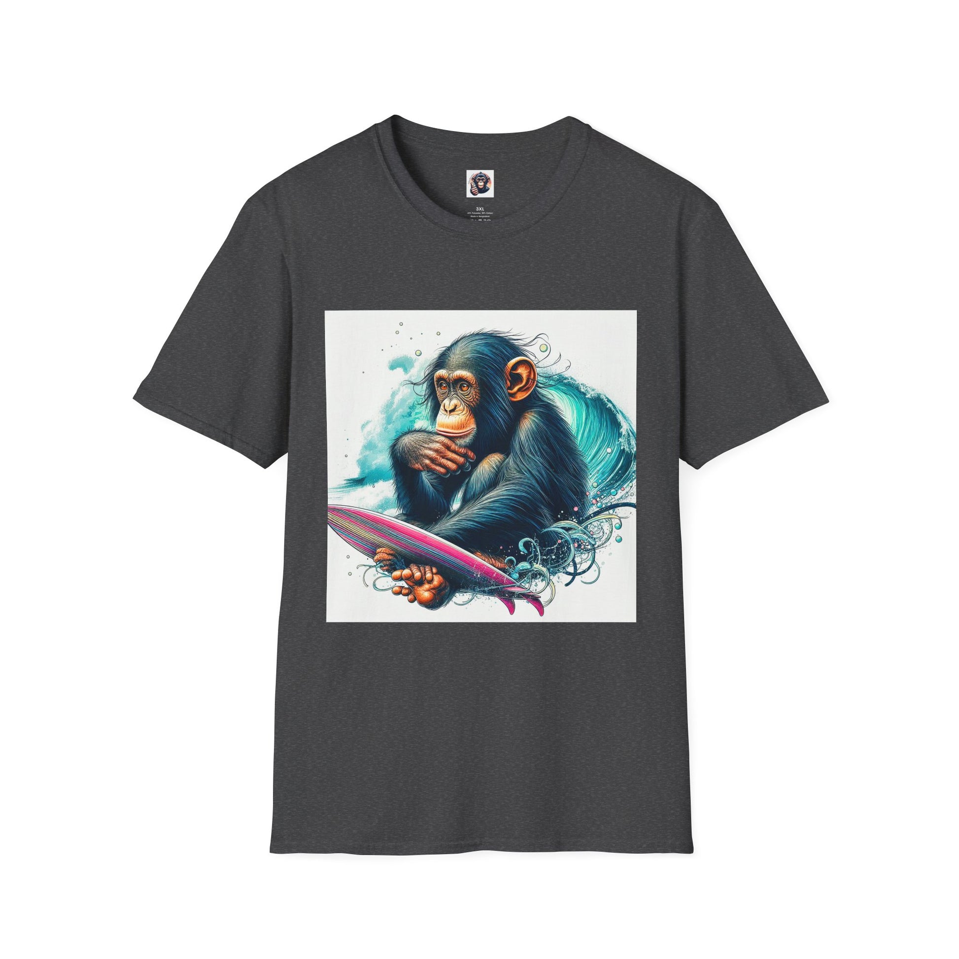 Bonobo surfing T-Shirt Printify XS Dark Heather