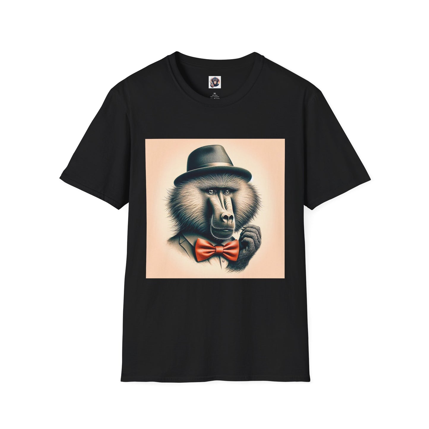 Baboon hat and bow T-Shirt Printify XS Black