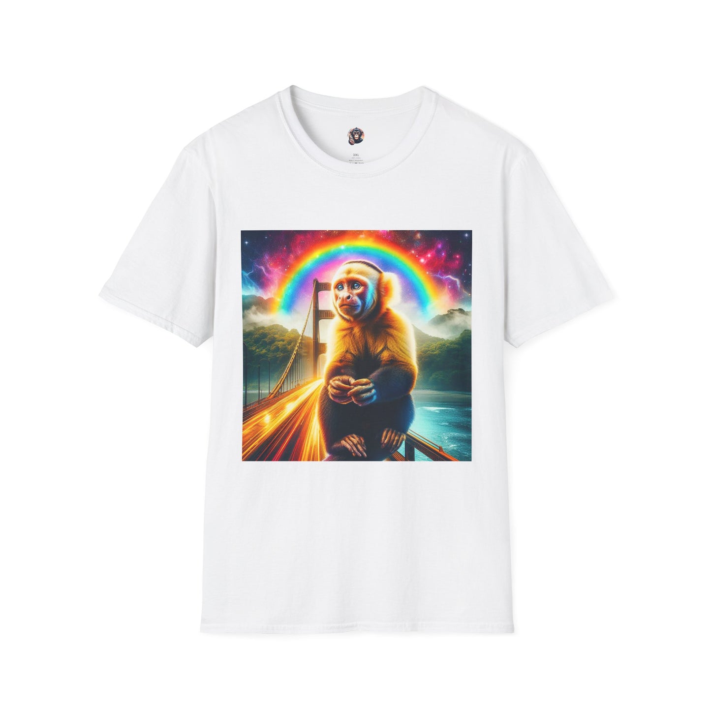 Capuchin Monkey rainbow bridge T-Shirt Printify S White