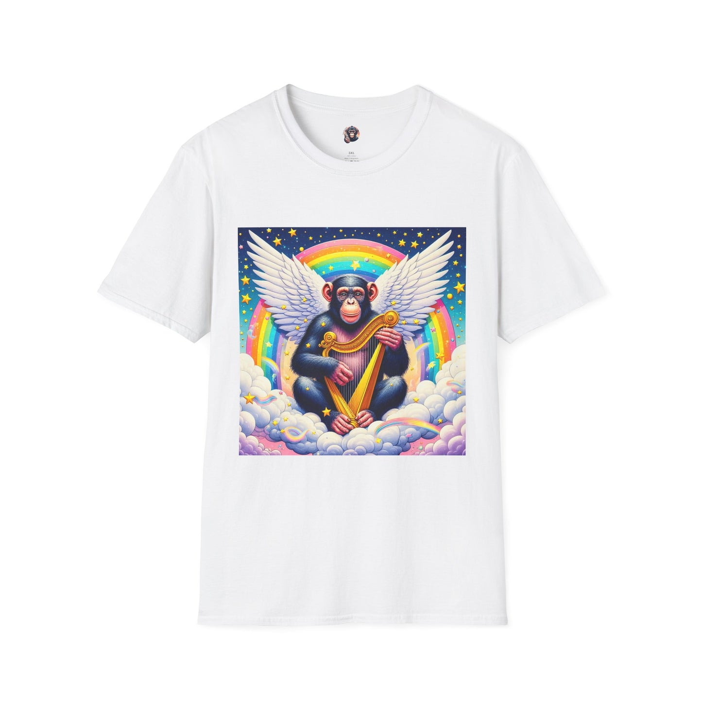 Bonobo harp player T-Shirt Printify S White