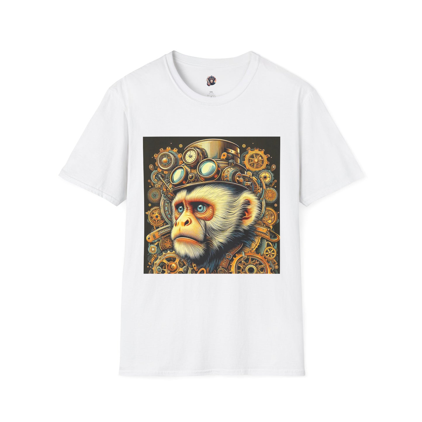 Steam punk Capuchin Monkey T-Shirt Printify S White