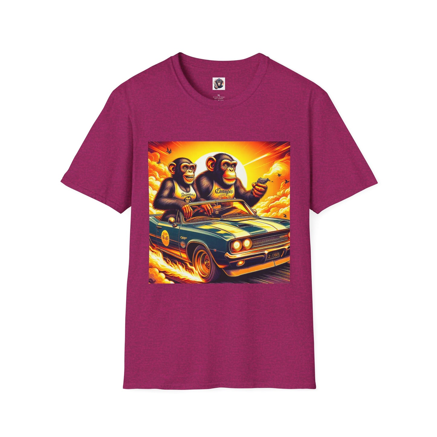 Wacky Chimp car driving T-Shirt Printify S Antique Heliconia