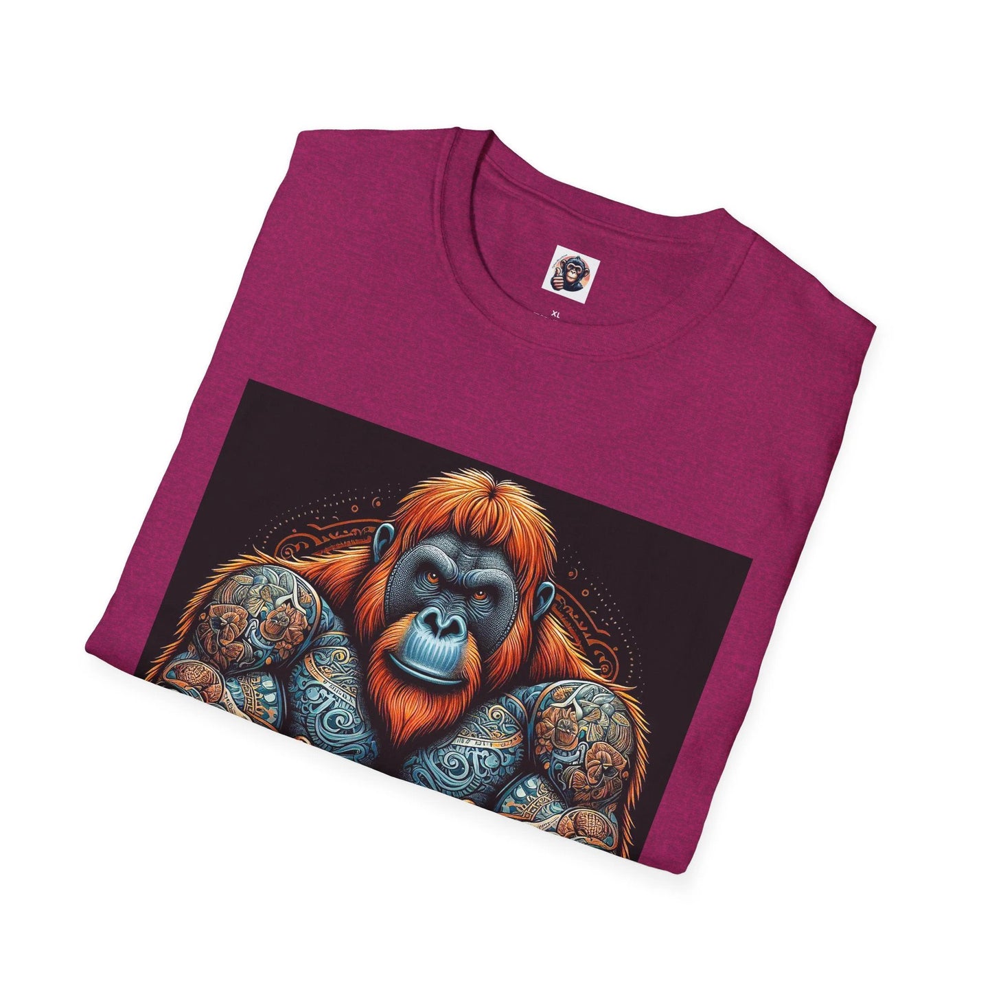 Orangutan Muscles Graphic Tee For Gym Enthusiasts DTG Printed Cotton Shirt Unisex by Printify