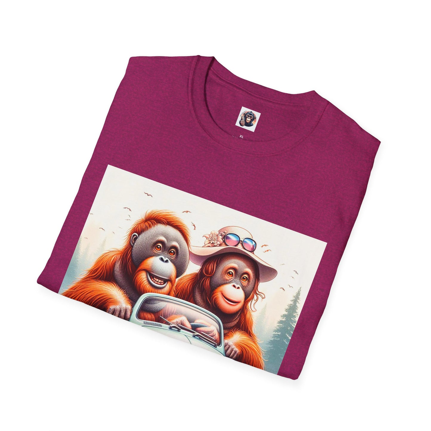 Orangutans blue car