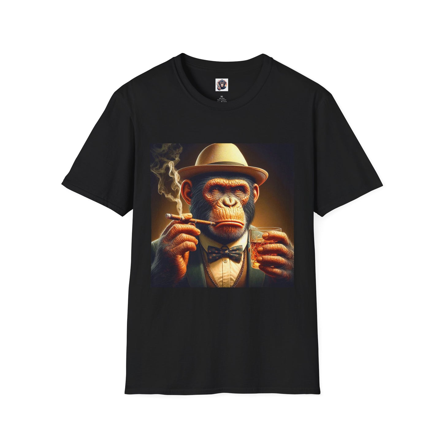 Bonobo whiskey and smoking T-Shirt Printify XS Black