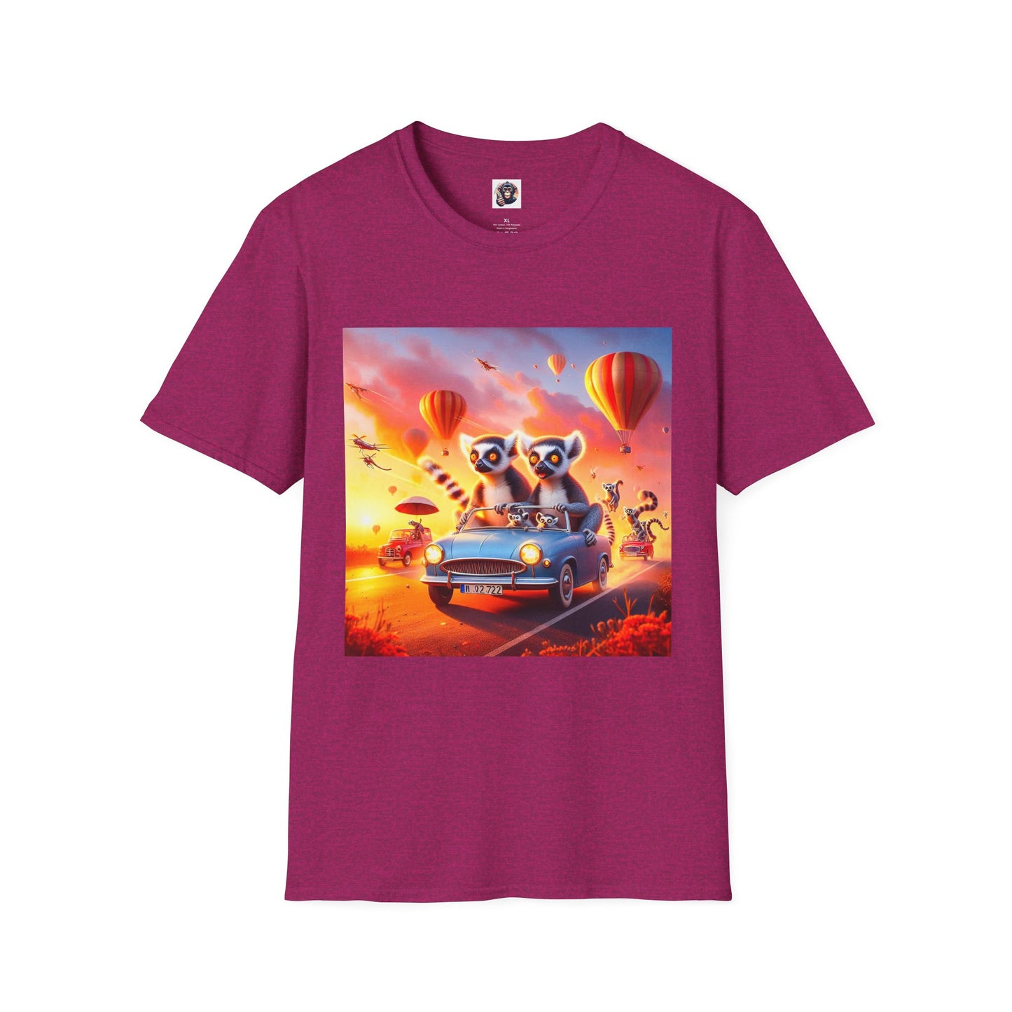 Wacky Lemurs hot air balloon T-Shirt Printify S Antique Heliconia
