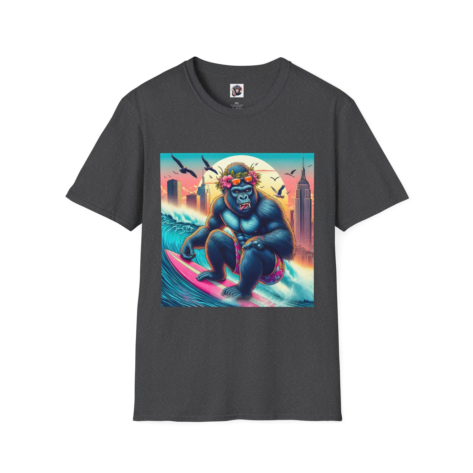 Gorilla pretty surfer T-Shirt Printify XS Dark Heather