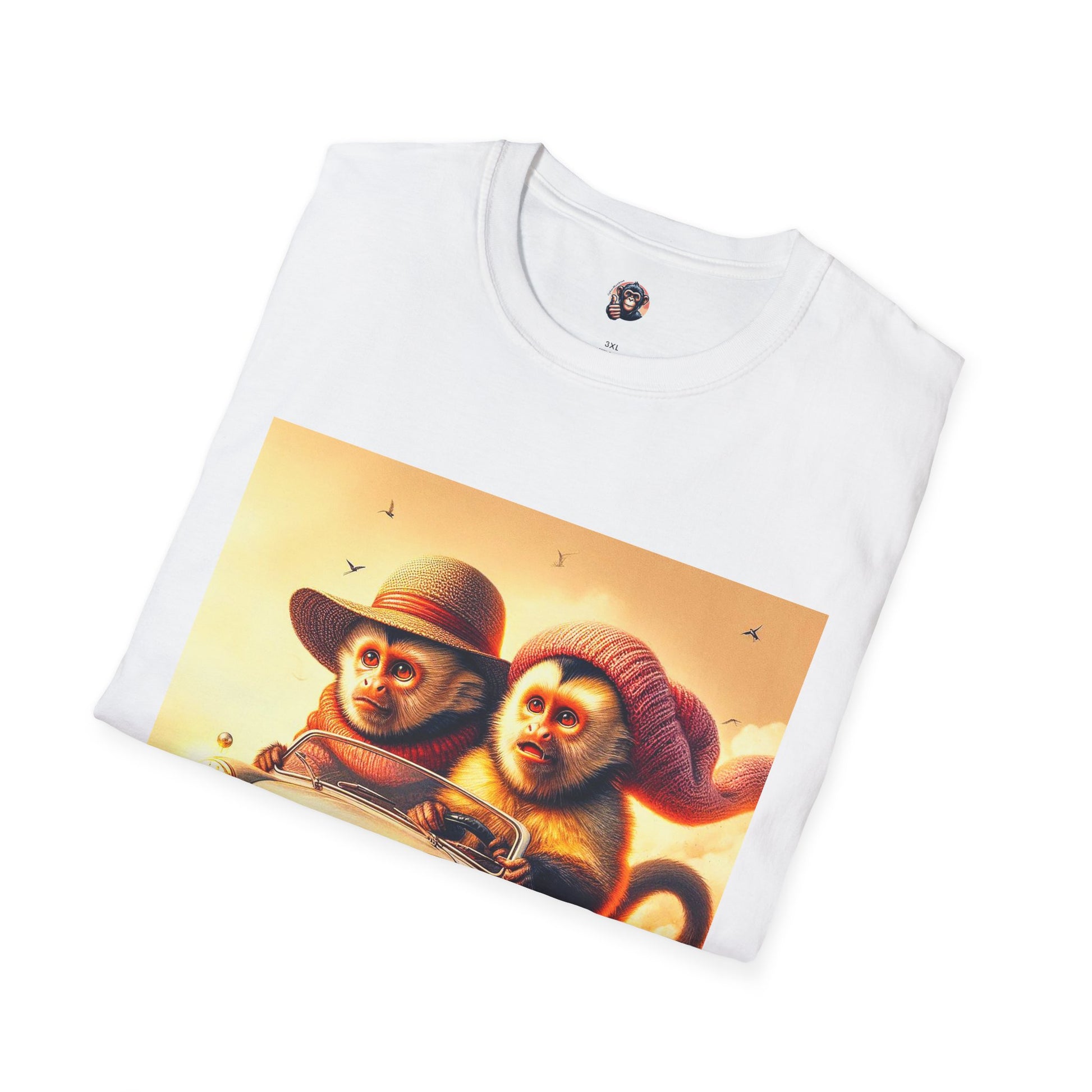 Wacky Capuchin Monkey dessert driving T-Shirt Printify