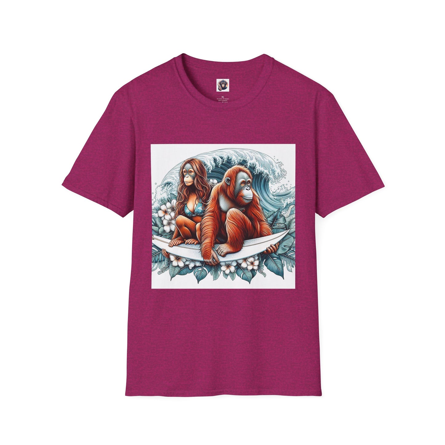 Orangutans surfing T-Shirt Printify S Antique Heliconia