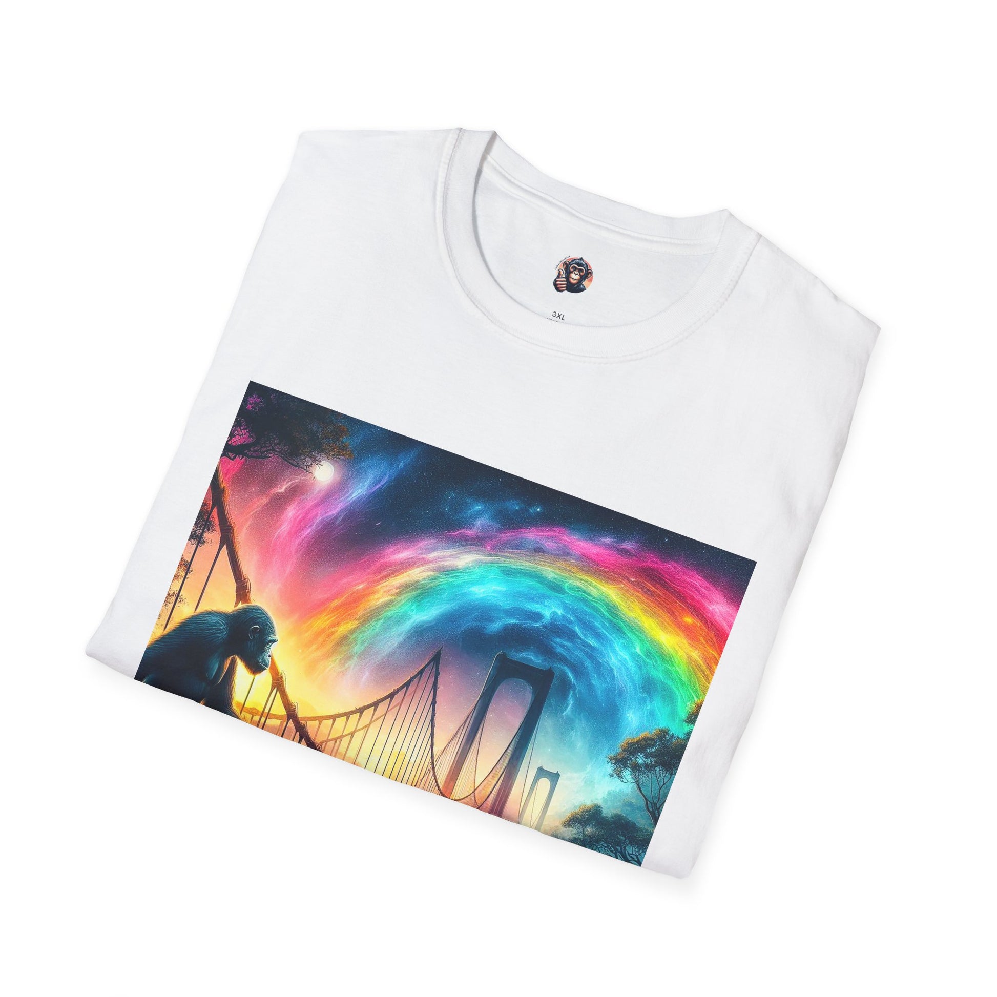 Bonobo twirling rainbow T-Shirt Printify