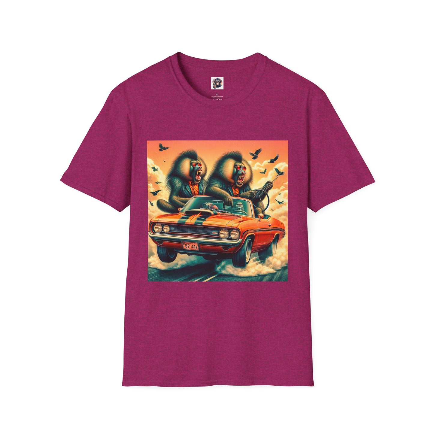 Wacky Baboon tiny car T-Shirt Printify S Antique Heliconia