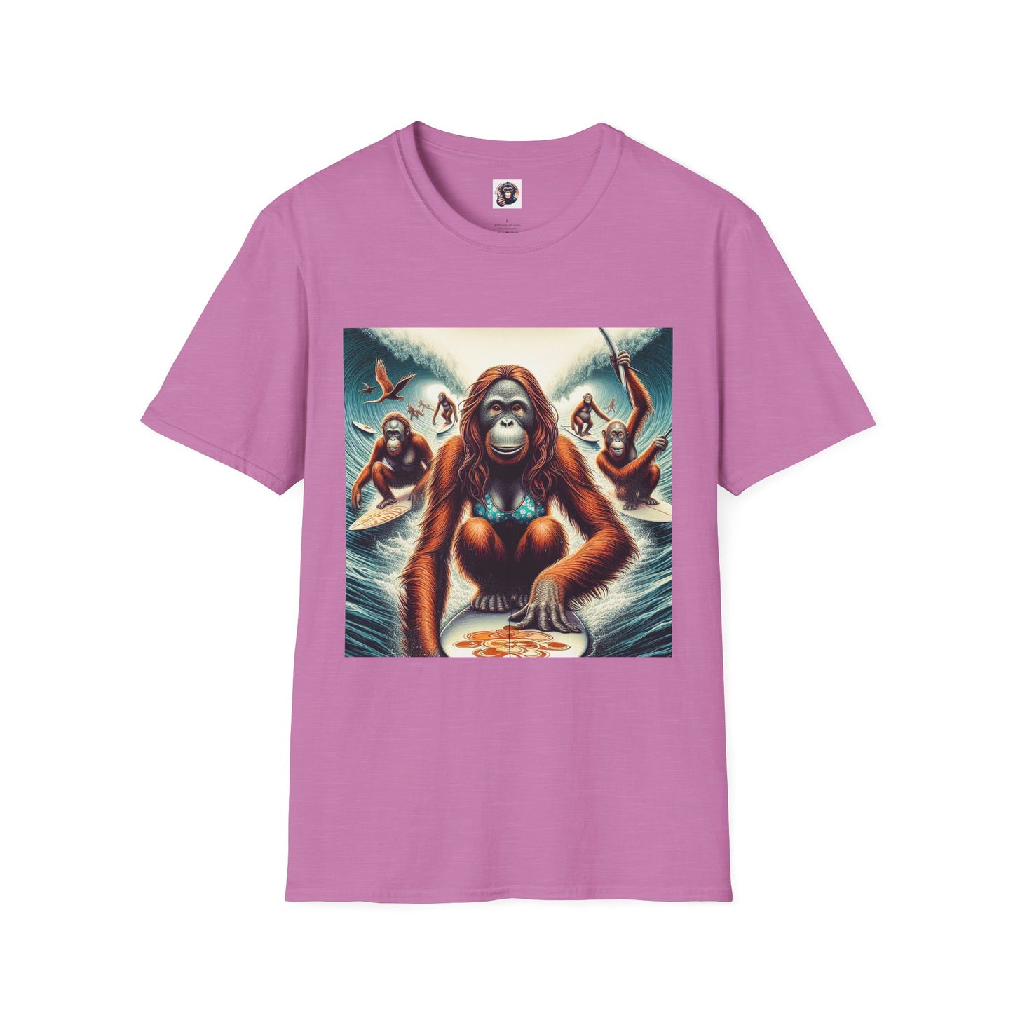 Orangutans surfing queens T-Shirt Printify S Heather Radiant Orchid