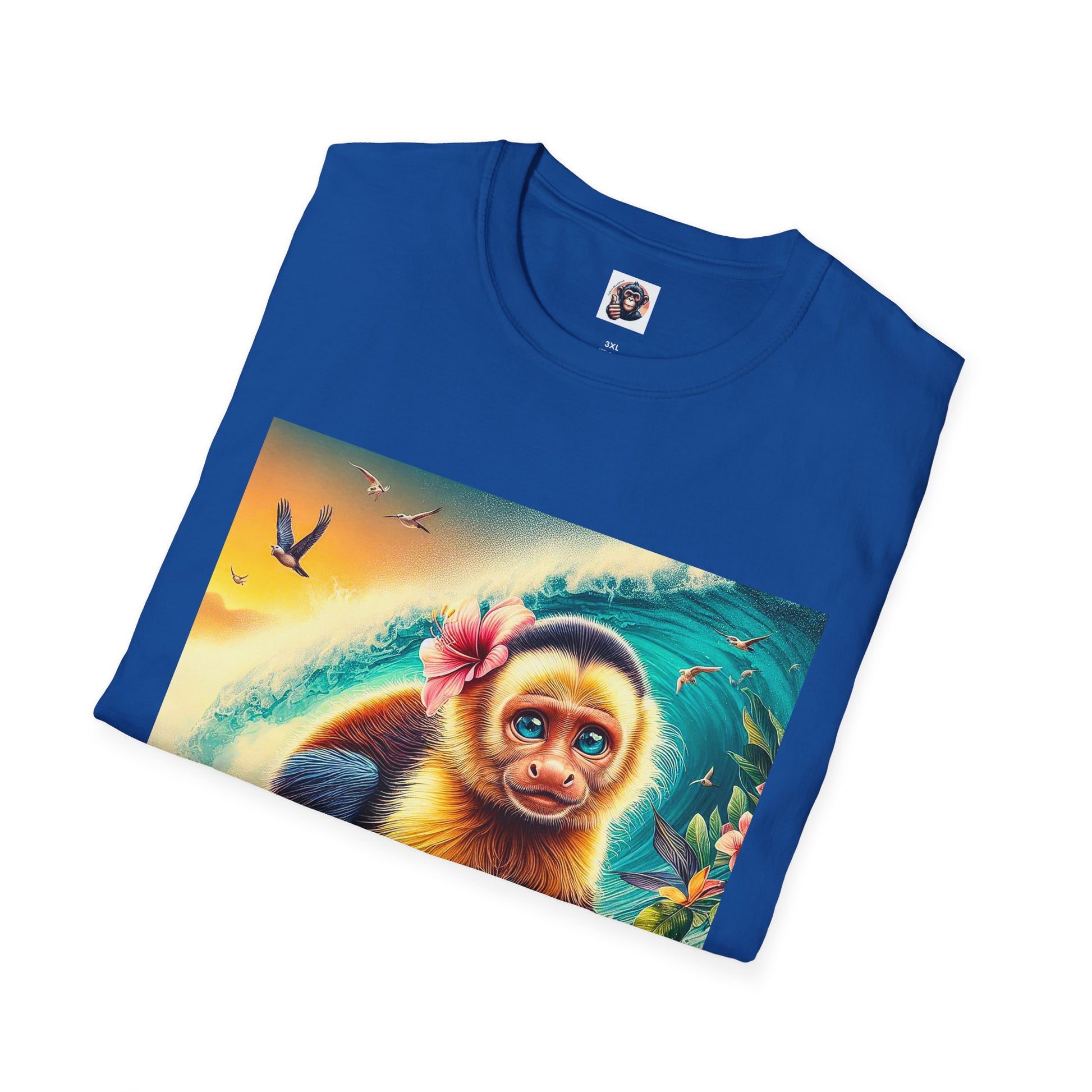 Capuchin Monkey surfing beauty T-Shirt Printify