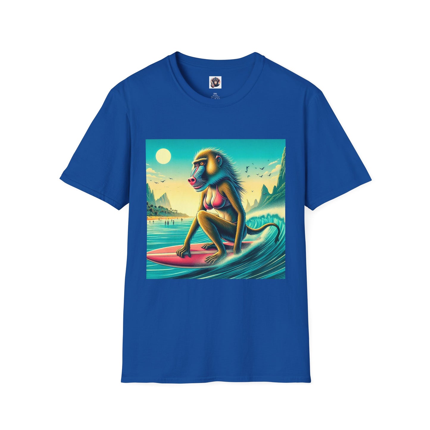 Baboon surfer T-Shirt Printify XS Royal