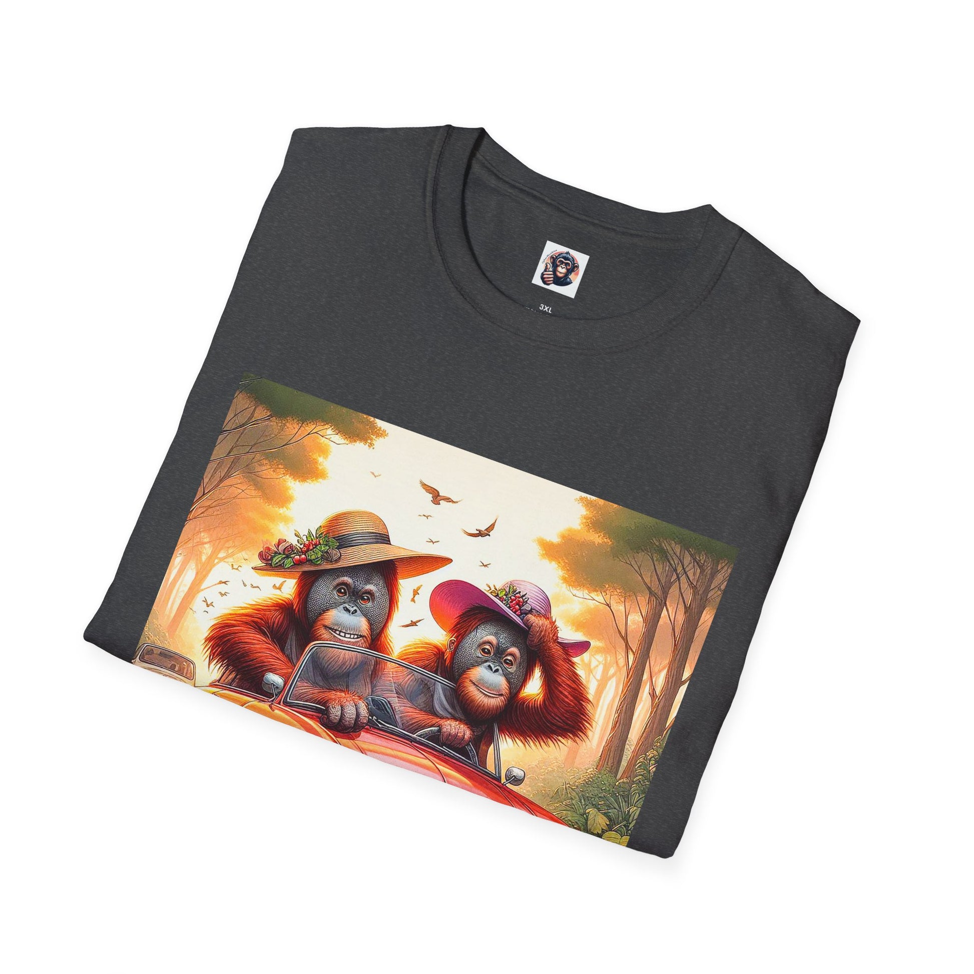 Wacky Orangutans red car T-Shirt Printify