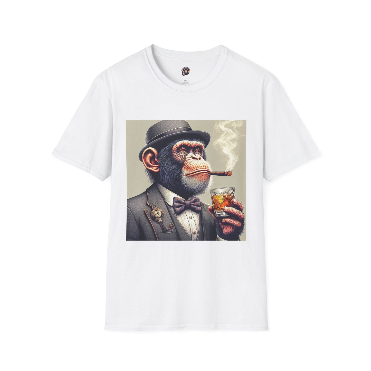 Chimp smoking shirt T-Shirt Printify S White