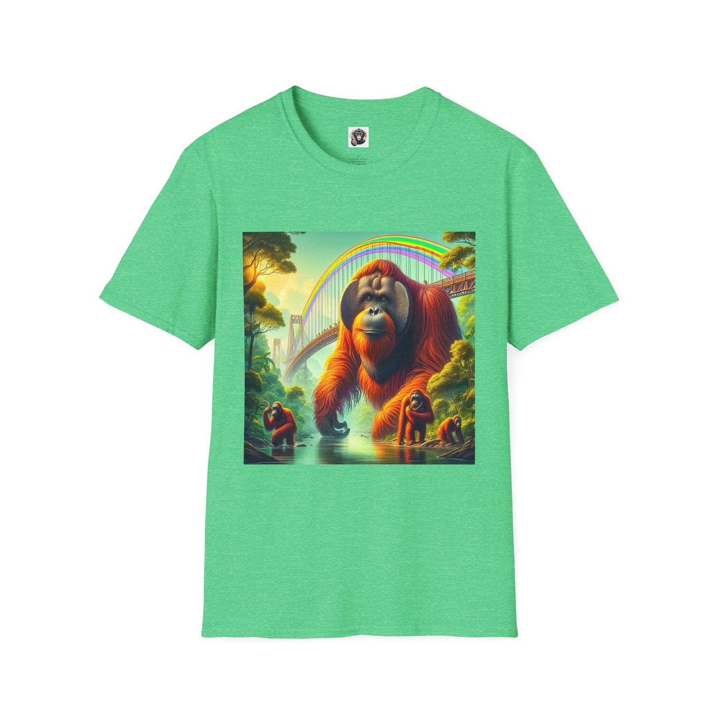 Orangutans rainbow bridge T-Shirt Printify S Heather Irish Green