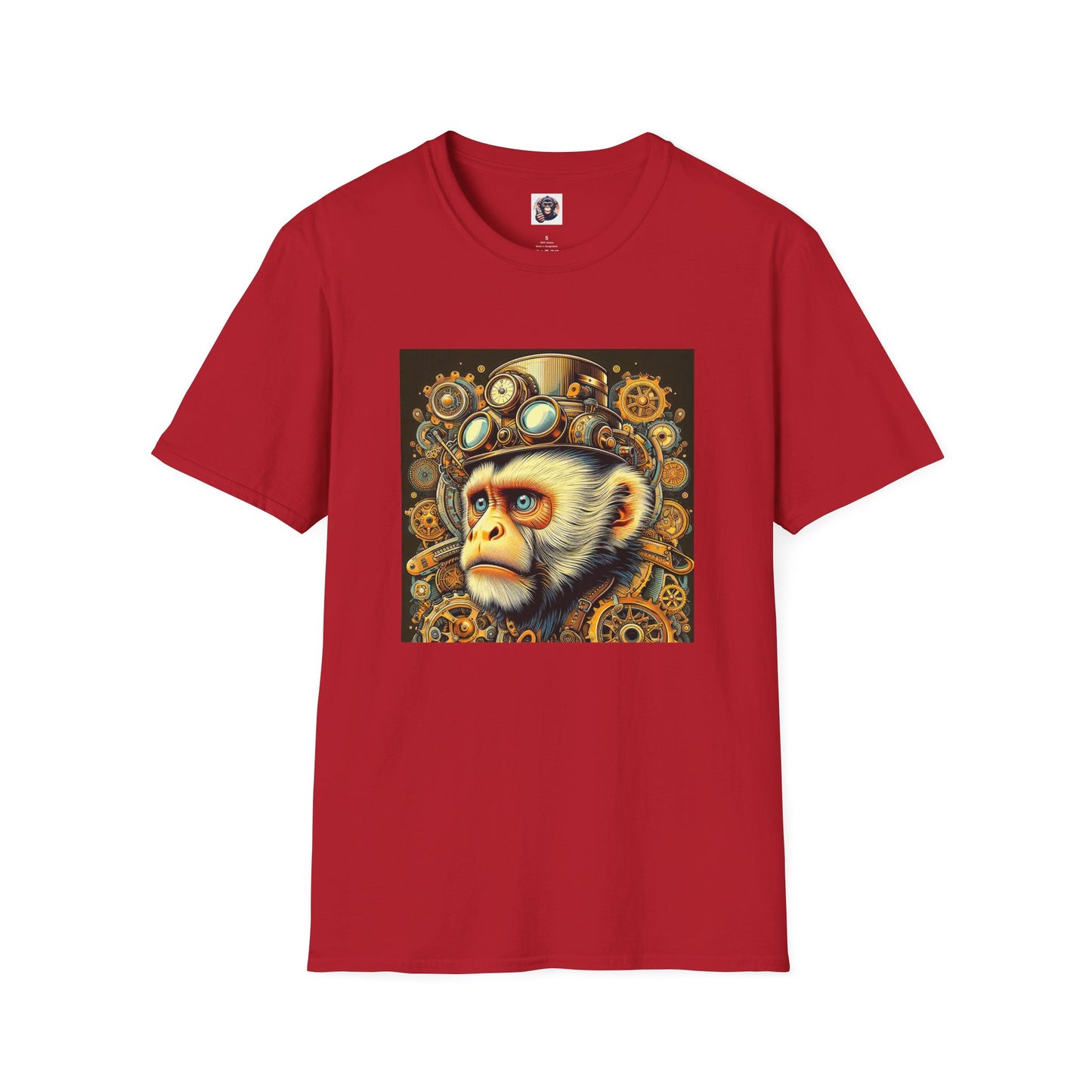 Steam punk Capuchin Monkey T-Shirt Printify S Cherry Red