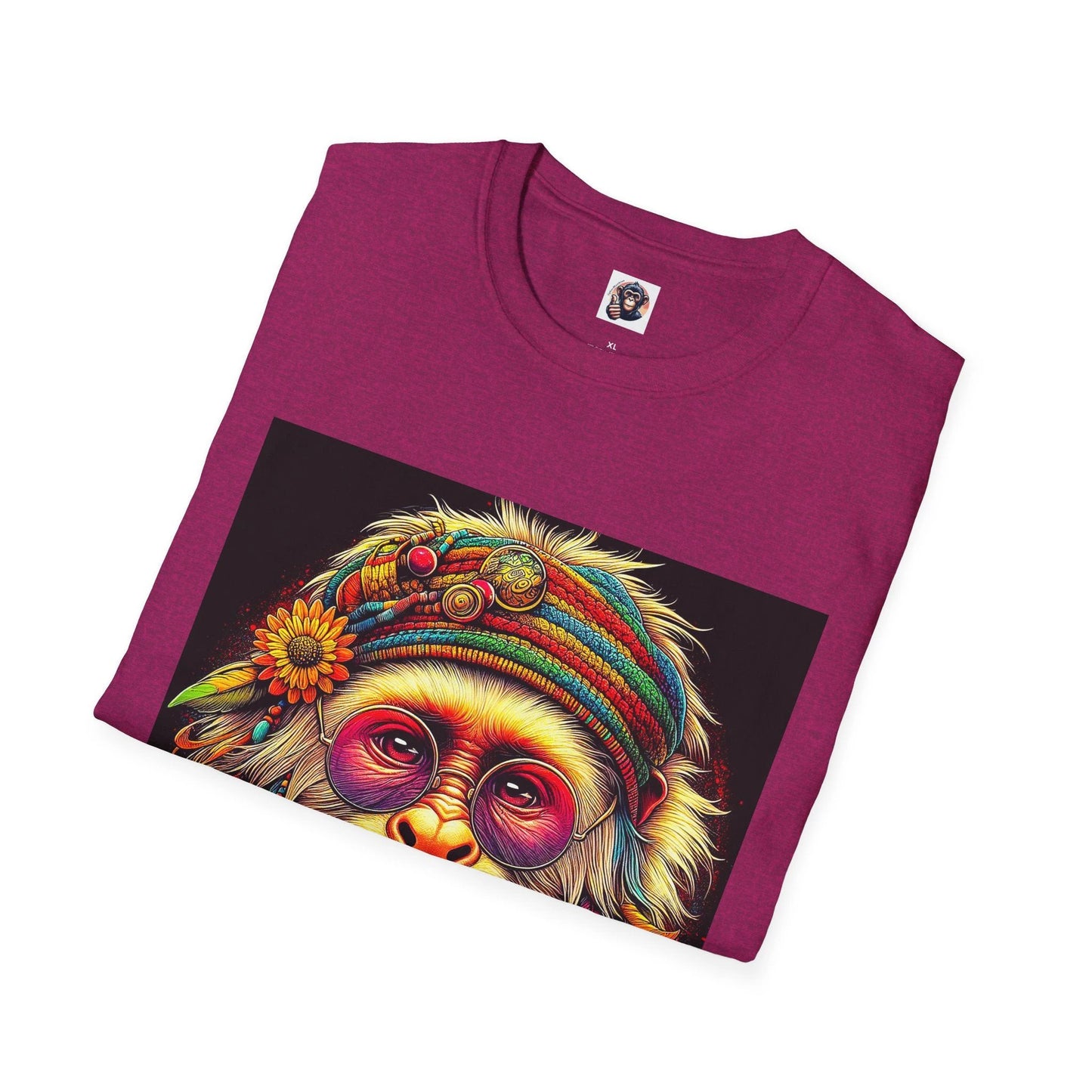 Capuchin Monkey Hippie 70s Graphic T Shirt Cotton Crew Neck Unisex Comfort Regular Fit by Printify