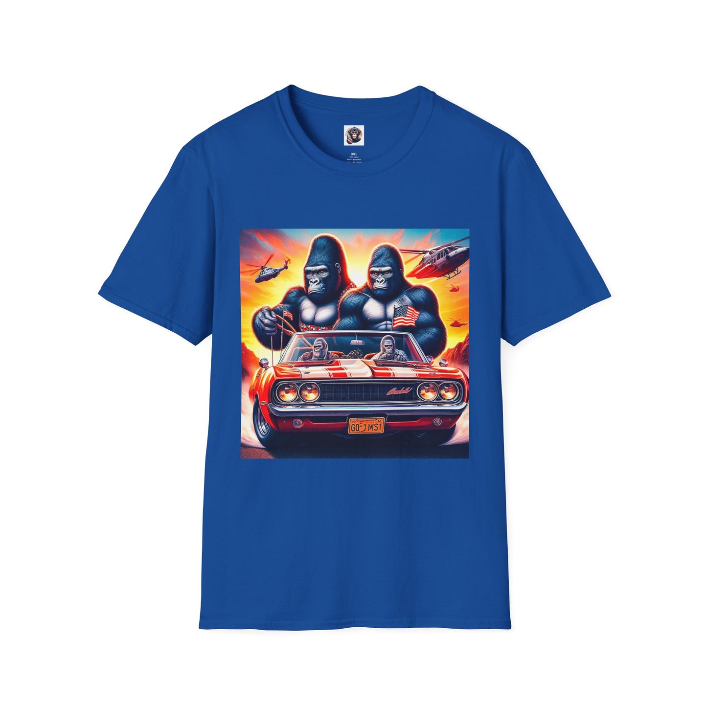 Gorilla red car T-Shirt Printify XS Royal