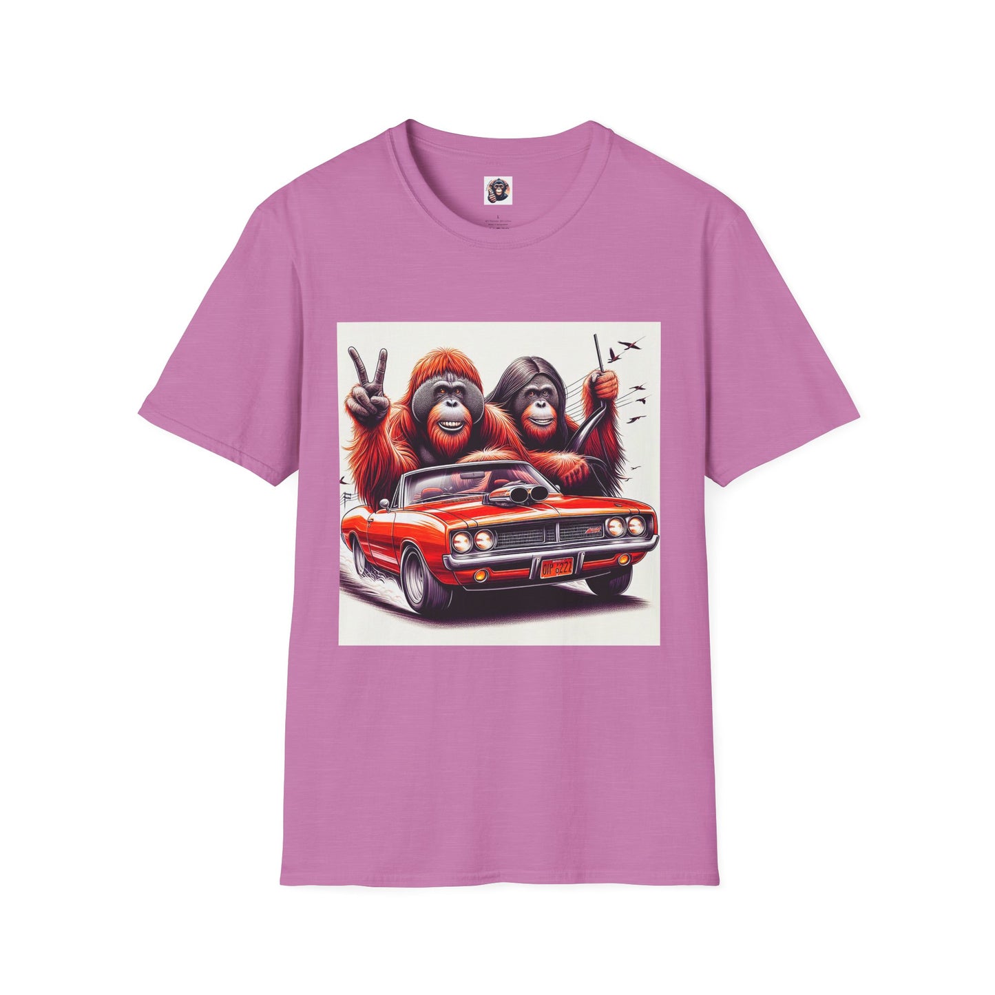Wacky Orangutans fun driving T-Shirt Printify S Heather Radiant Orchid