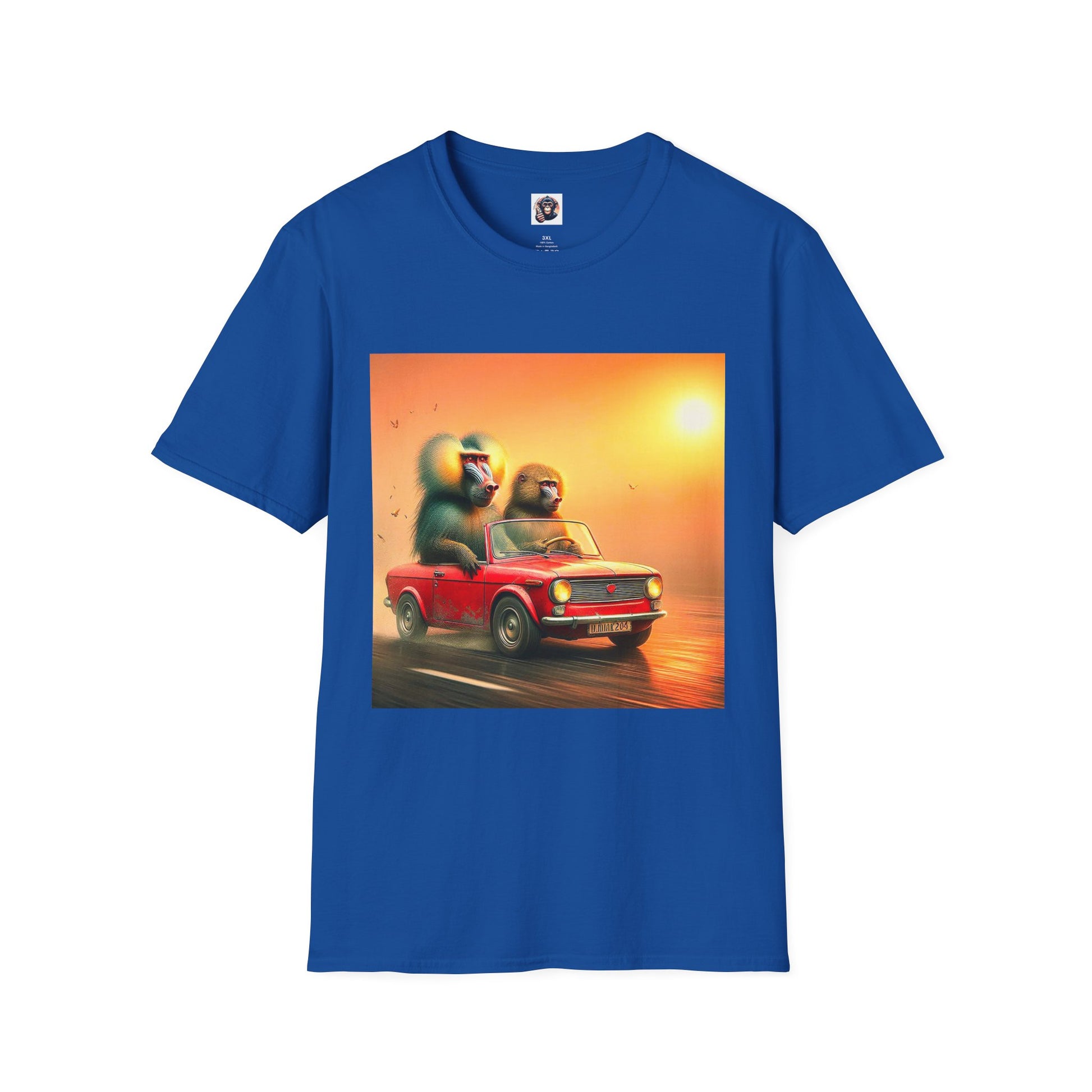 Wacky Baboon red car T-Shirt Printify XS Royal