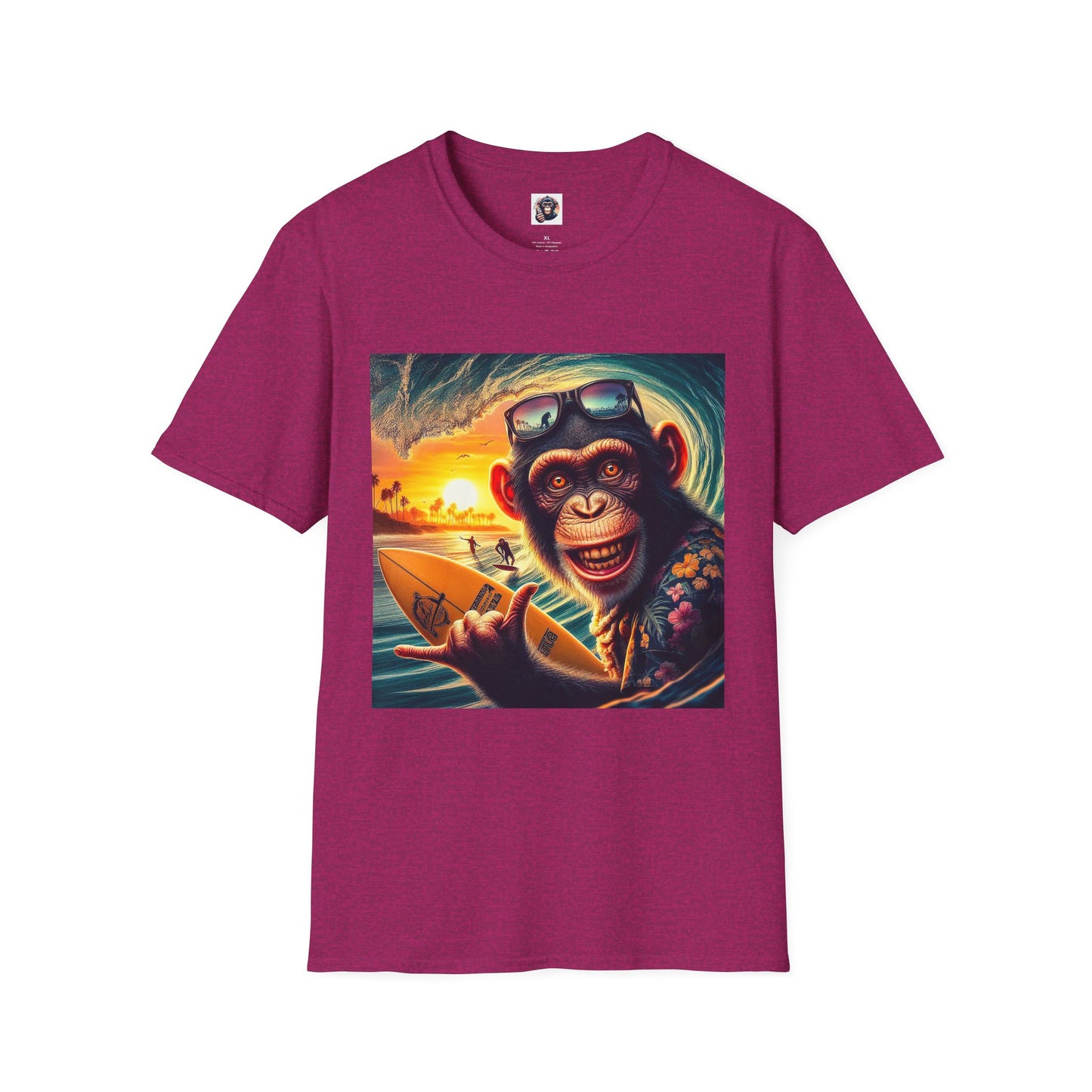 Chimp surfs up T-Shirt Printify S Antique Heliconia