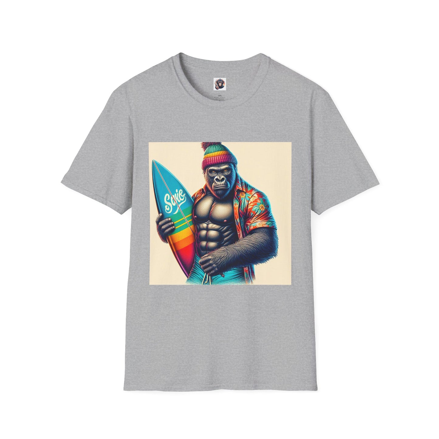 Gorilla angry surfer T-Shirt Printify XS Sport Grey