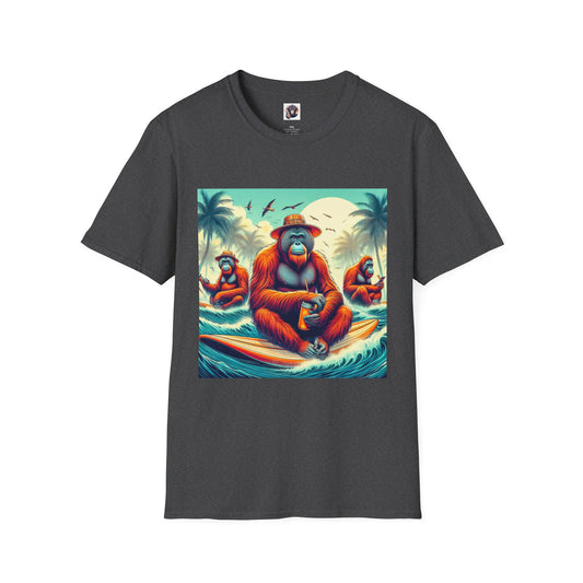 Orangutans surfing friends T-Shirt Printify XS Dark Heather