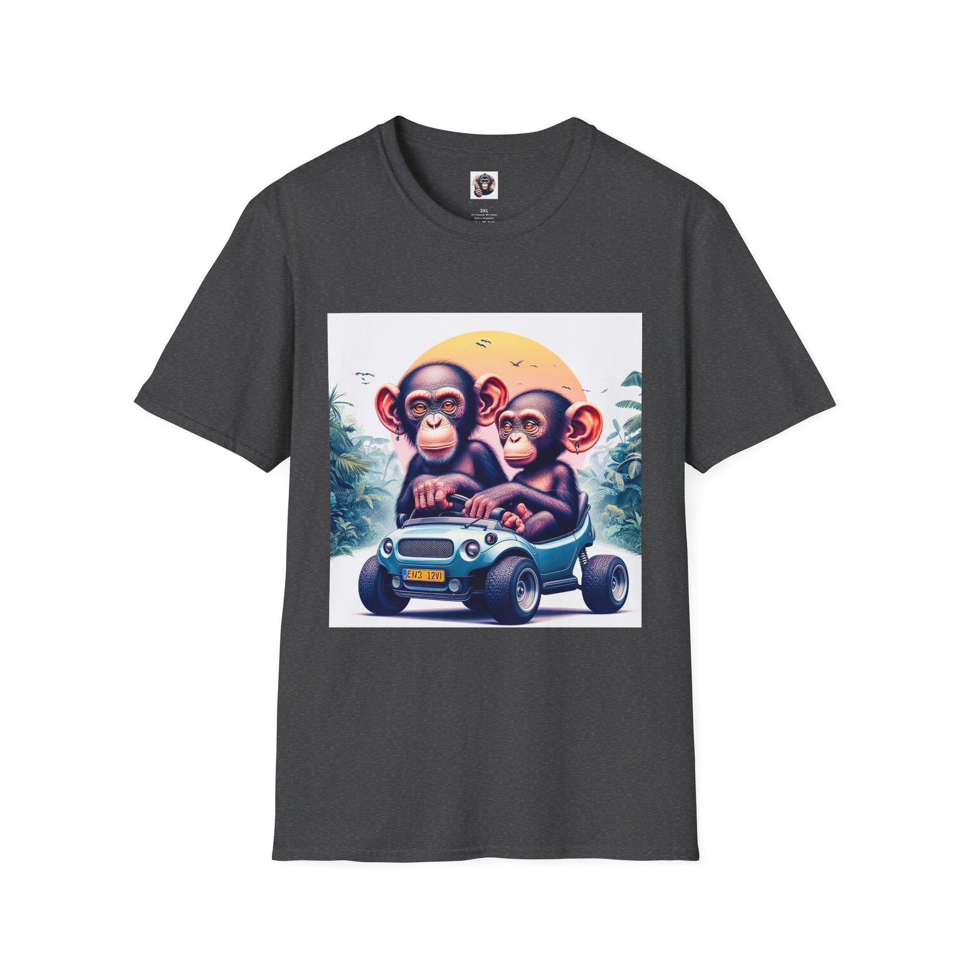 Wacky Bonobo tiny car T-Shirt Printify XS Dark Heather